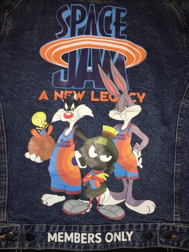 Members Only Looney Tunes Space Jam Denim Trucker Jacket Men’s Size M - Picture 6 of 7