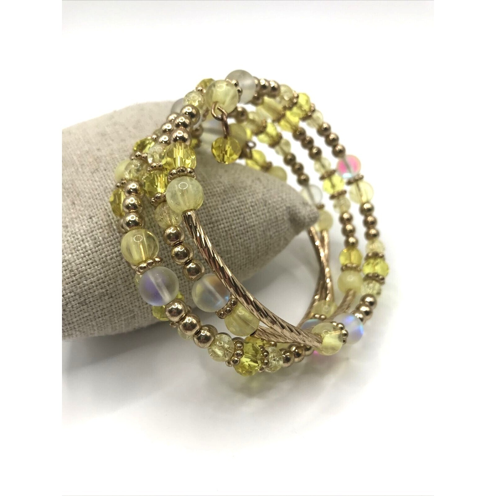 Beaded Wrap Bracelet Memory Wire Multicolored Gla… - image 1