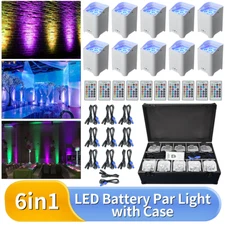 10pack slim Par w/Case Battery led Uplights 6x18W RGBWA+UV/Wireless DMX Wedding