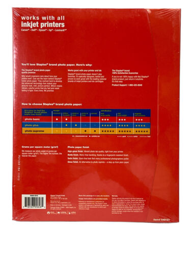 STAPLES Paper Photo Basic Gloss 8.5 X 11 in 50 Sheet Pack BNS - Picture 2 of 4