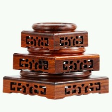 Wooden Display Stands Annatto Pedestal Teapot Vase Bonsai Base Home Decor
