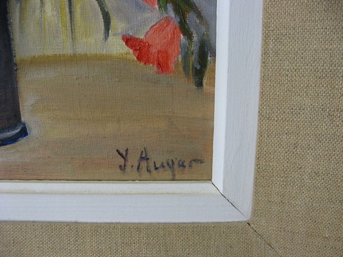 Très belle huile sur panneau signée Yves Auger bouquet, je pense vers 1950-60 - Imagen 5 de 13