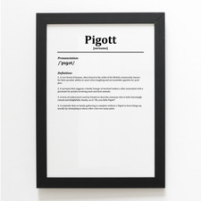 A4 PRINT - Pigott - Funny Humorous Family Surname Definition