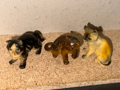 Altfiguren Tierfamilien 70 er Jahre  Katzen - 3 x weitere  Varianten Original