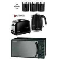 Russell Hobbs Black Colours Plus Kettle And Toaster & Microwave & Canisters Russell Hobbs Black Colours Plus Kettle And Toaster & Microwave & Canisters