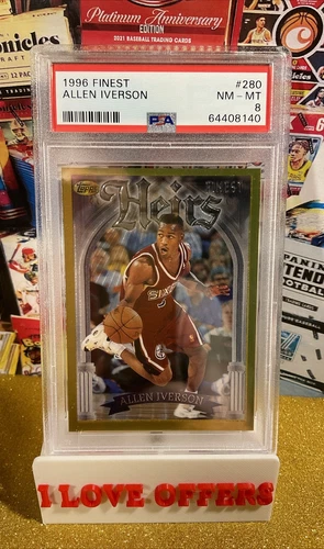 1996 TOPPS FINEST ALLEN IVERSON ROOKIE GOLD HEIRS RARE #280 PSA 8 CSTORE READ #7