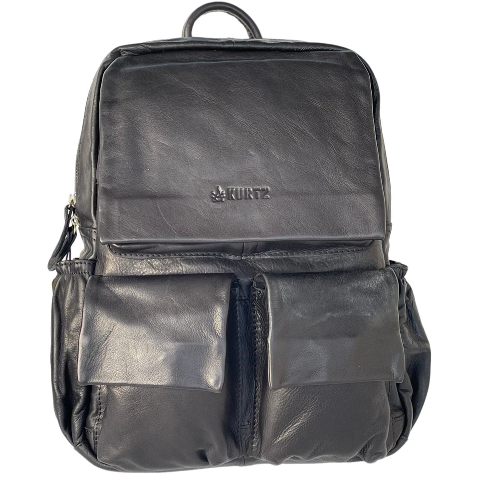 Unisex ECHTES LEDER Schwarz Rucksack Umhängetasche Unitasche Leather Backpack - Bild 2 von 4