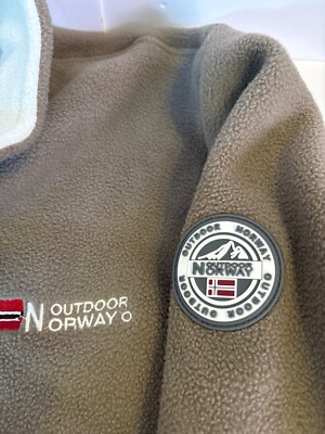 Geographical Norway Fleece Jacket Size XL Mens Beige Grey