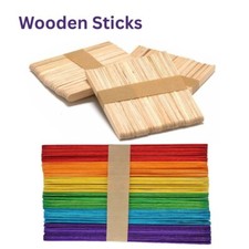Lollipop Sticks Coloured Natural Ice Lolly Wooden Model Craft Sticks 150mmx18mm