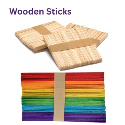 Lutscherstäbchen farbig Natur Eis Lolly Holz Modell Bastelstäbchen 150mmx18mm