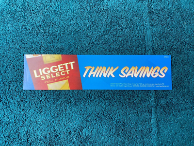 Liggett Select Price Cigarette Pack Rack Insert Sign Think Savings