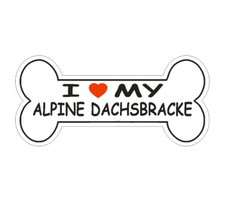 5" love my alpine dachsbracke dog bone bumper sticker decal usa made