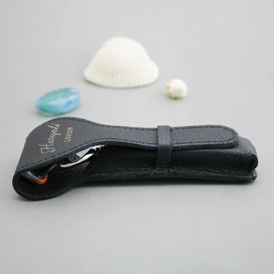 HARYALI LONDON Custodia/borsa rasoio da viaggio in pelle per rasoi da barba a cartuccia 5 bordi e 3 bordi