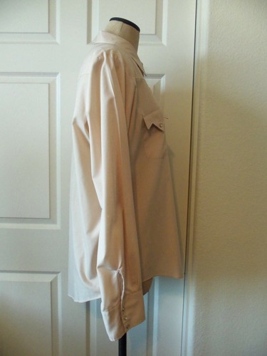 Vintage Pardner Beige Poly Cotton Western Cowboy Pearl Snap Long Sleeve Shirt L - Picture 4 of 9