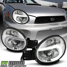 2002-2003 Subaru Impreza Outback WRX RS TS Chrome LED Tube Headlights Headlamps