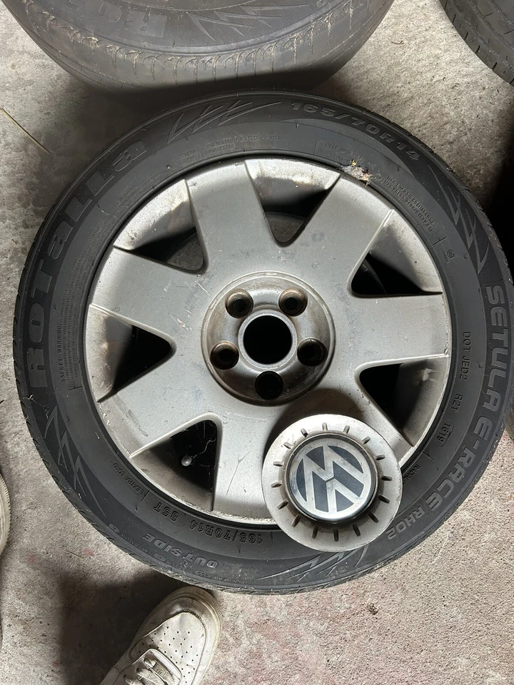 VW Alu Felgen, Polo, Golf3, CabrioSeat Arosa Usw. Lochkreis 5x100 6Jx14H2 ET 43  - Bild 2 von 4