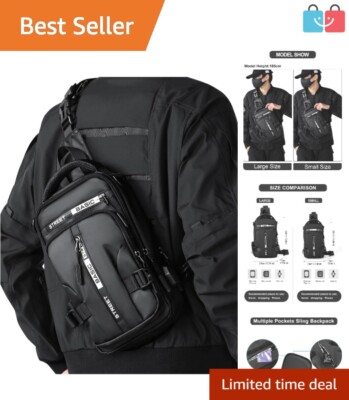 Durable Black Nylon Sling Backpack with Breathable Design - Outdoor Adventures