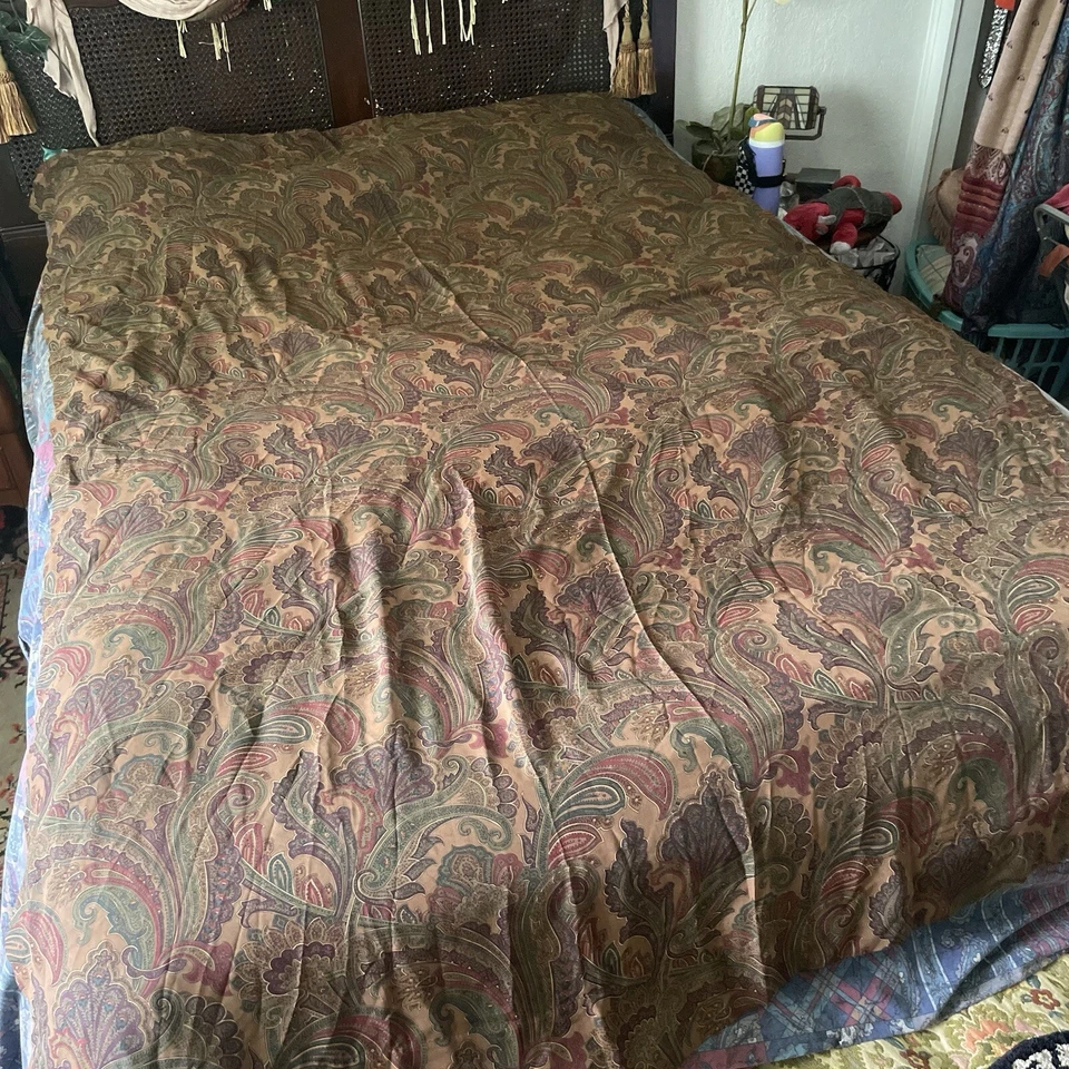 De Colección Baxter Paisley Cortina Transparente American Living Tonos Tierra Marrón Verde Rojo Foto 2 de 4