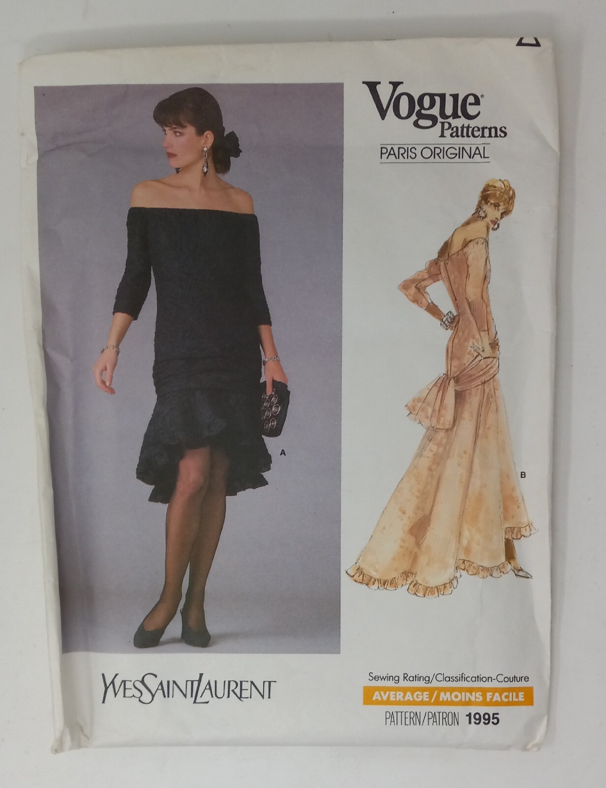 Abito da sera Vogue Paris originale 1987 Yves Saint Laurent #1995 taglia 6 8 10 nuovo