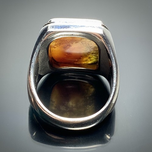 Scenic Moss Agate Ring 19x14x6mm, 9.5 USA/Canada 71.5 ct - Picture 4 of 7