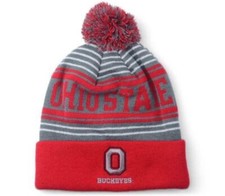NEW OSU Ohio State Buckeyes Cuffed Knit Winter Beanie Hat Cap Adult Mens Pom