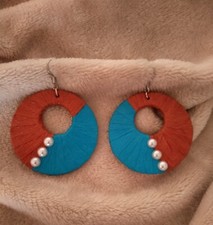 Orecchini bicolore mezze perle donna regalo fatti a mano