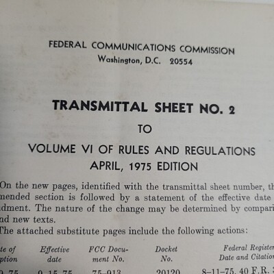 Vintage 1975 CB-HAM-Radio FCC Rules & Regulations SHEET 2 Citizens Band