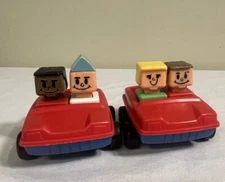 Vintage Playskool Familiar Places 2 Cars Vehicles & 4 People Square