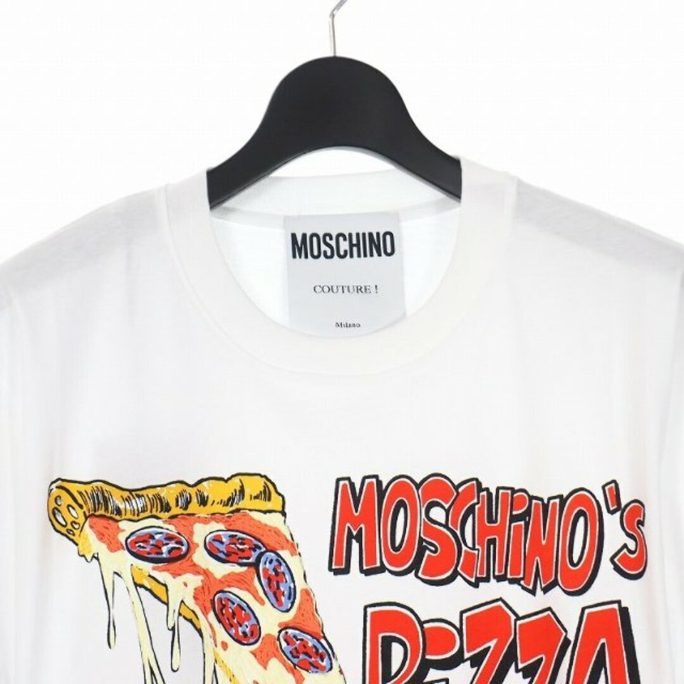 Moschino 20SS Pizza Print Tshirt Cut & Sewn Short Sleeve XS White