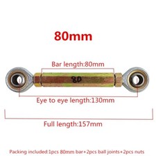 80mm/3.14In Steering Linkage Tie Rod M10 SA Male Thread L&R Round Ball Joint Kit