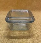 VINTAGE FIRE KING CLEAR/ BLUE REFRIGERATOR DISH WITH LID