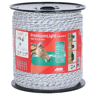 AKO Weidezaunseil Premium Light weiß/blau, Ø6mm, 0,155 Ohm/m, 400 m