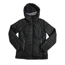 Decathlon Trek100 Puffer Jacket Ladies Black Sz Small Padded Hooded Lightweight