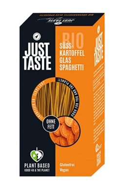 JUST TASTE   Süßkartoffel Kurkuma Glas Spaghetti   250g pflanzlich Fit