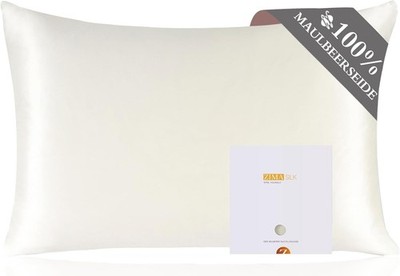 Kissenbezug 100% Seide 19 Momme Doppelseitig 40x60 cm Elfenbein für Haare Haut