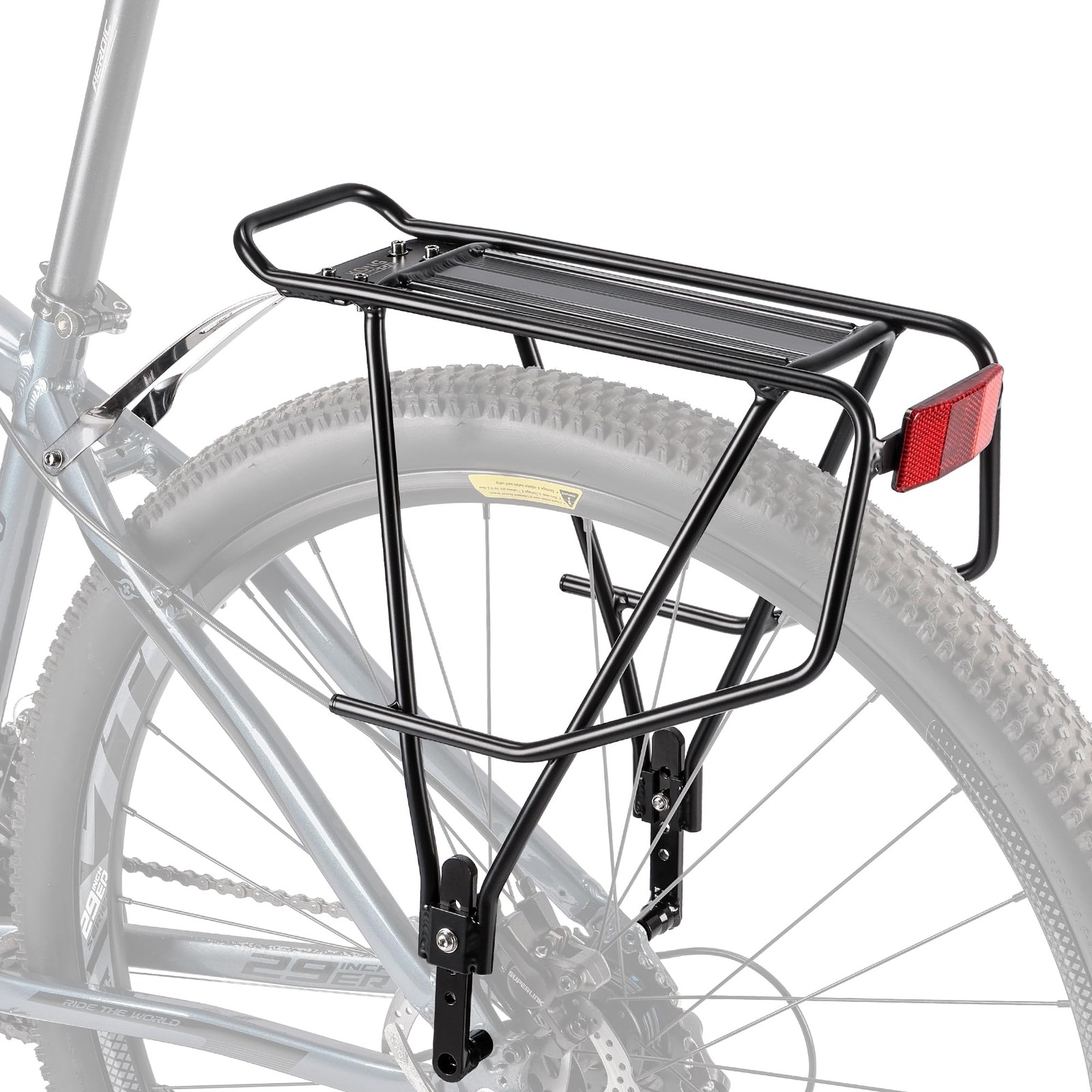 Heavy-Duty Rear Bike Rack for 26"-29" Bikes - Adjustable Pan