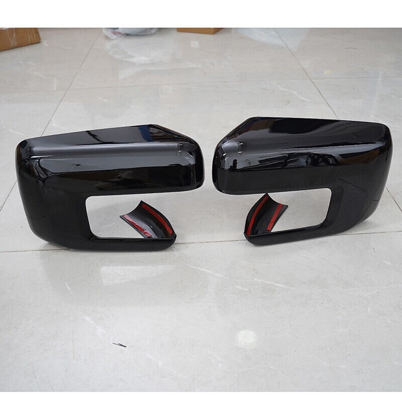 2X Gloss Black Side Door Mirror Cover 21-24 For Ford F150 W/Turn Signal Hole