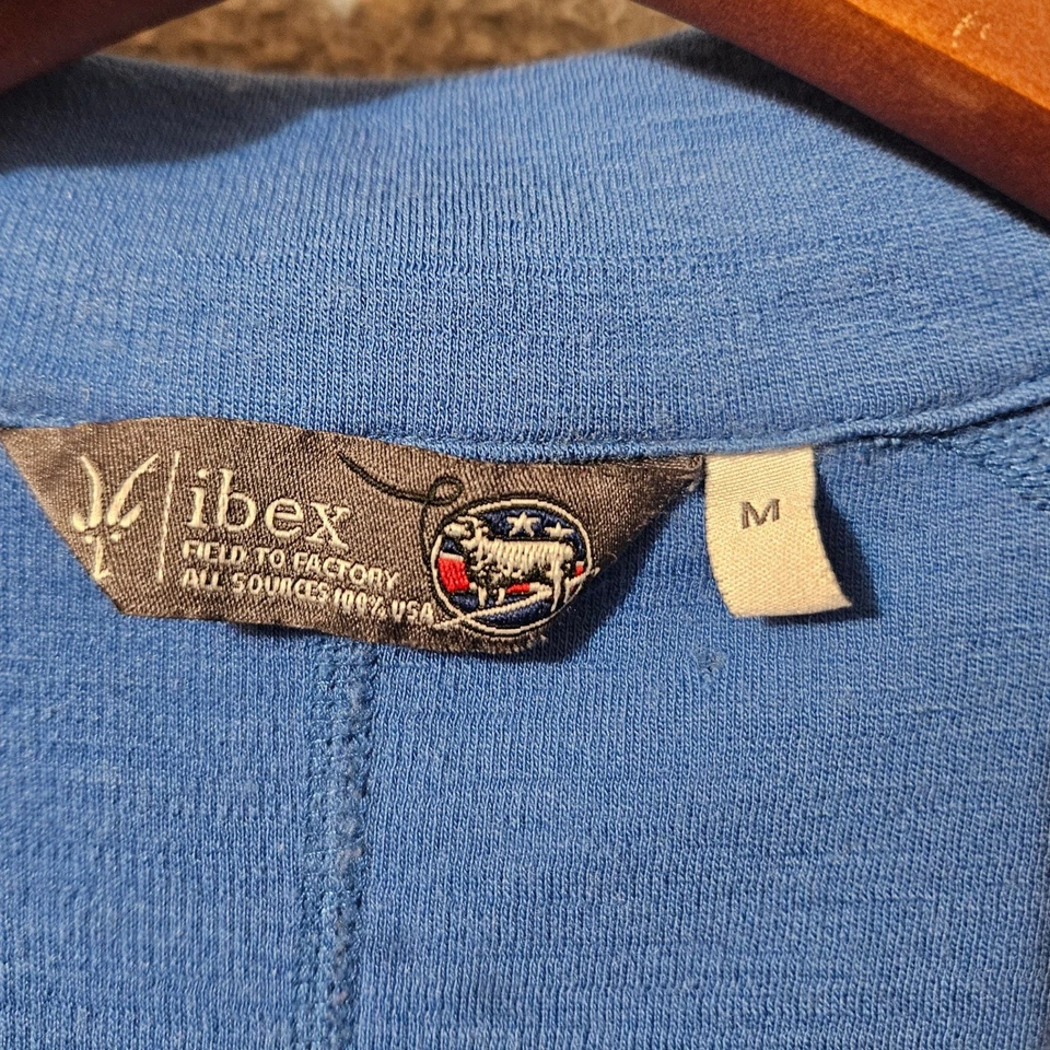 Ibex Vintage Wool 1/2 Zip Sweater Blue Made in USA Men's Size Medium - Image 4 of 4