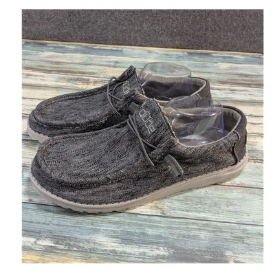 Hey Dude Wally Woven Men s Slip-On Shoes Gray Lightweight Comfort US 13 EU 46