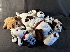 Vintage 80s POUND PUPPIES (Lot of 6) 1 large Mama & 5 small puppies, by Tonka
