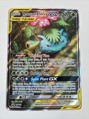2019 POKEMON SM BLACK STAR PROMO SM229 FULL ART/VENUSAUR & SNIVY GX TAG TEAM