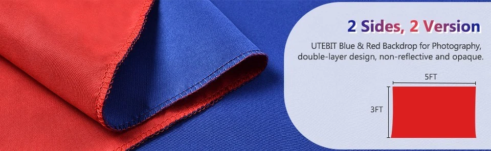 3'x5' Photo Backdrop - Reversible Red/Blue - Washable Polyester Fabric - Image 3 of 4