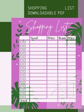 Digital PDF Shopping List Sheet IPad Planner Journal Printable Download