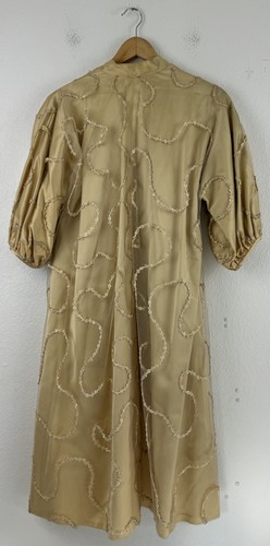 Vintage 1960s Fazzi By Howard Norm Gold Mesh Satin Swing Coat Overcoat RARE - Picture 2 of 22