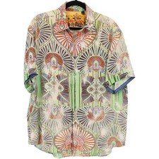 Robert Graham Silk Road Men's XL Multicolor Geometric Abstract Silk Button Shirt