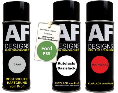 Spraydose Set für Ford FSS Maigrün Autolack Klarlack Grundierung Spraydose Set