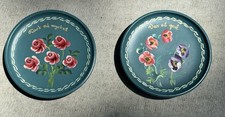 Pair Of Hand Painted Decorative Norwegian Rosemaling Wooden Plates 5.5  
