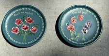Pair Of Hand Painted Decorative Norwegian Rosemaling Wooden Plates 5.5”