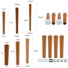 4pcs Wooden Furniture Legs Solid Replacement Feet Table Chair with Non Slip Pads