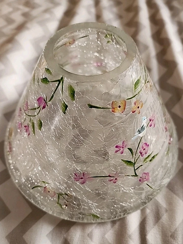 Rare | Yankee Candle - "Blossom and Birds" Crackle Glass Shade | HTF - Image 3 of 4
